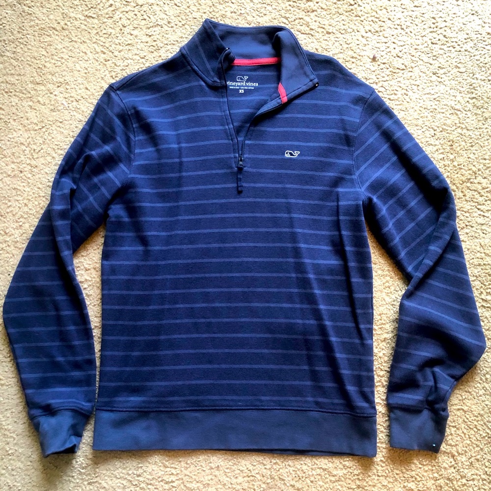 Mens XS vineyard vines quarter zip pull over blue